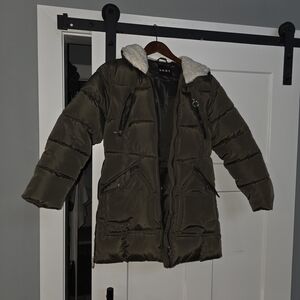 DKNY Olive Puffer Jacket with Hood